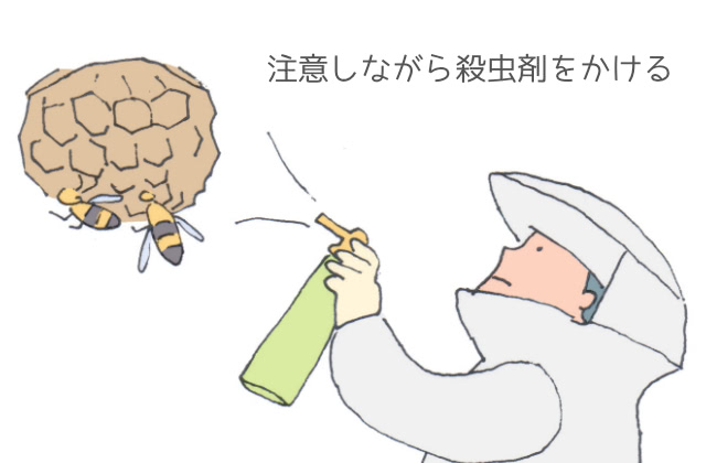 注意しながら殺虫剤をかける
